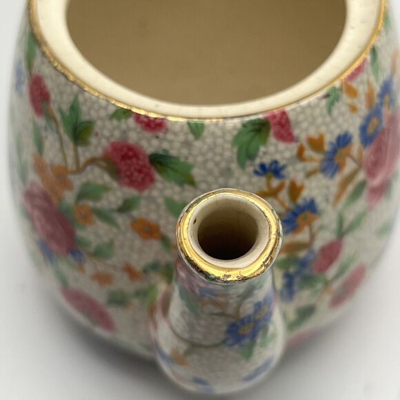 Vintage Royal Winton Teapot England Grimwades Old Cottage Chintz Pre 1960 1 Cup - Picture 10 of 16